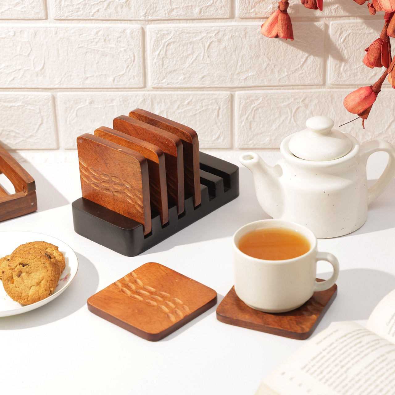 Causter: Elegant Wooden Coasters (Set of 6)