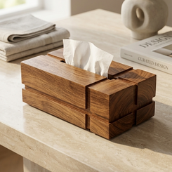 Tissue box with cuts
