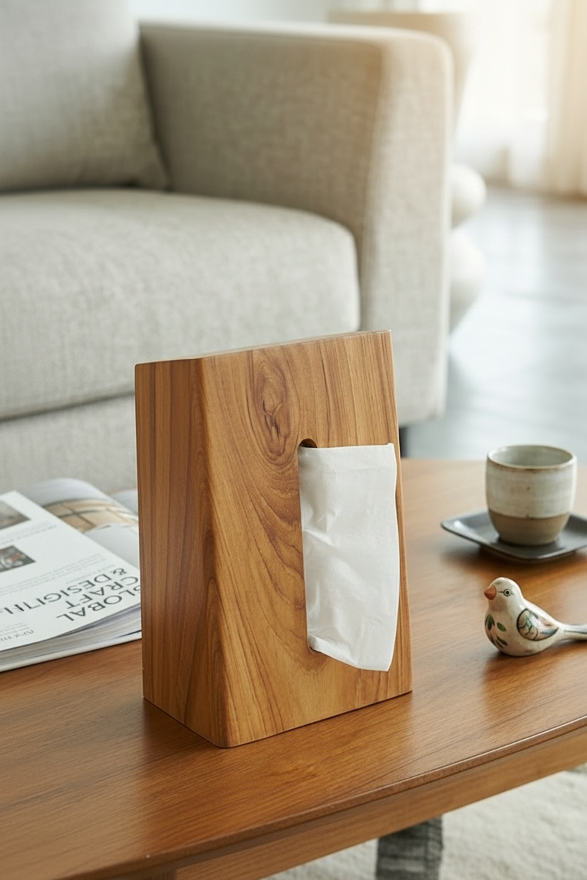 Standing tissue box