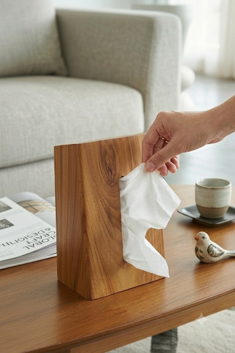 Standing tissue box